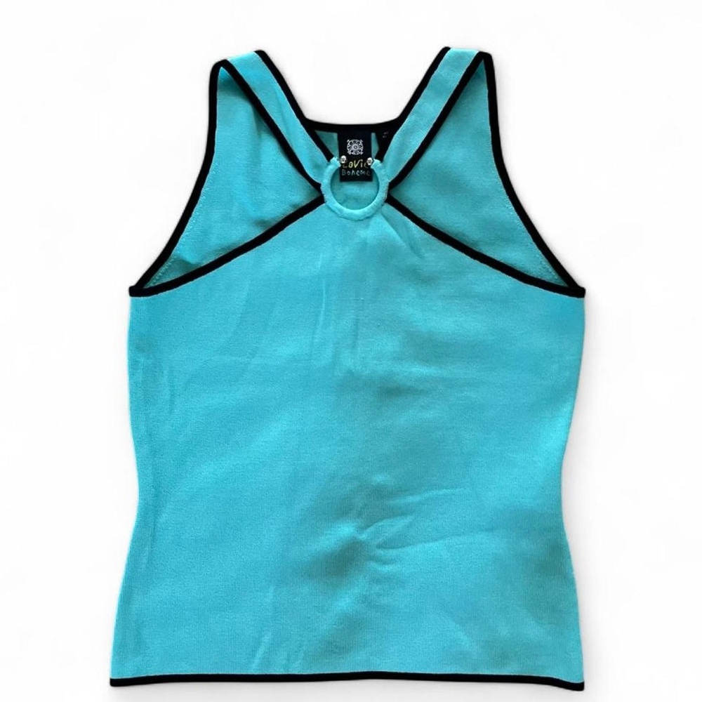 Lavie Boheme Turquoise Sleeveless Top with Black Trim